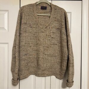 Vintage 70s Pendleton Beige Tan 100% Wool Knit Sweater Size XL Made in the USA